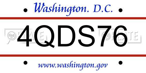 4QDS76 District Of Columbia License Plate