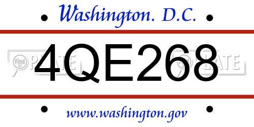 4QE268 District Of Columbia License Plate