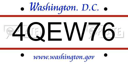 4QEW76 District Of Columbia License Plate