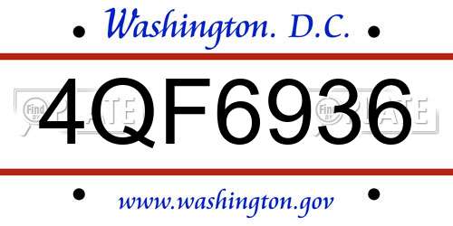 4QF6936 District Of Columbia License Plate