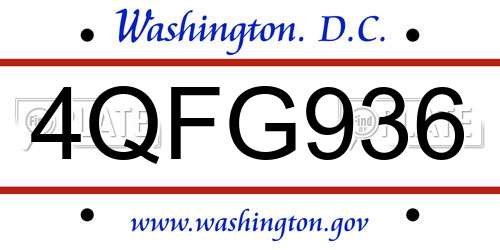 4QFG936 District Of Columbia License Plate