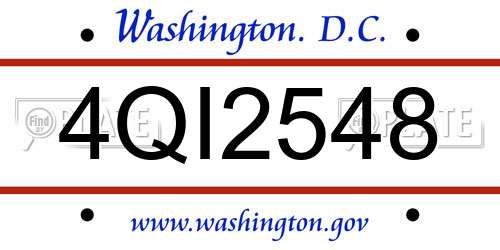 4QI2548 District Of Columbia License Plate