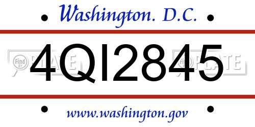 4QI2845 District Of Columbia License Plate
