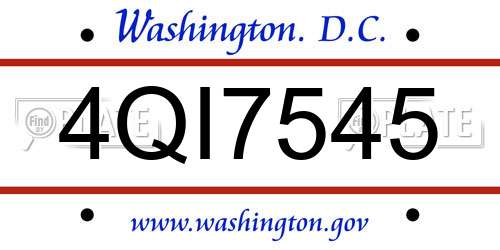 4QI7545 District Of Columbia License Plate