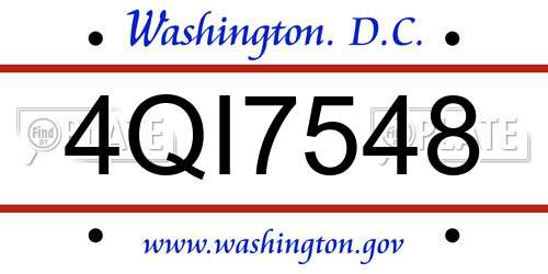 4QI7548 District Of Columbia License Plate