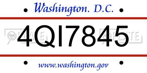 4QI7845 District Of Columbia License Plate