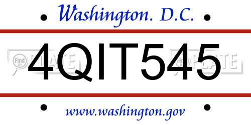 4QIT545 District Of Columbia License Plate