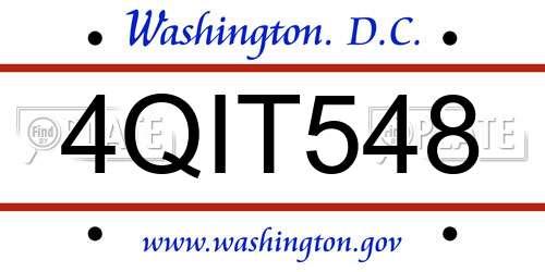 4QIT548 District Of Columbia License Plate