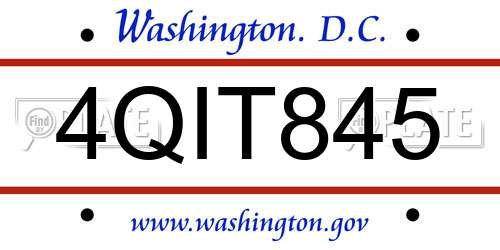 4QIT845 District Of Columbia License Plate