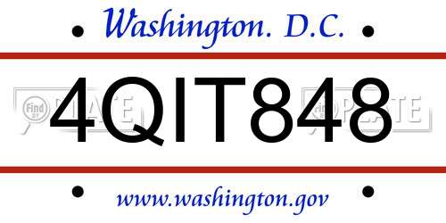4QIT848 District Of Columbia License Plate