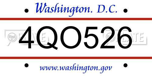 4QO526 District Of Columbia License Plate