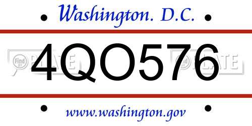 4QO576 District Of Columbia License Plate