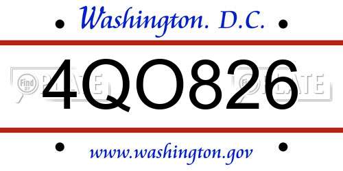 4QO826 District Of Columbia License Plate