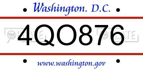 4QO876 District Of Columbia License Plate