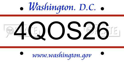 4QOS26 District Of Columbia License Plate
