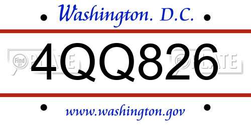 4QQ826 District Of Columbia License Plate