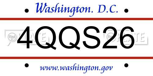 4QQS26 District Of Columbia License Plate
