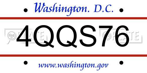 4QQS76 District Of Columbia License Plate