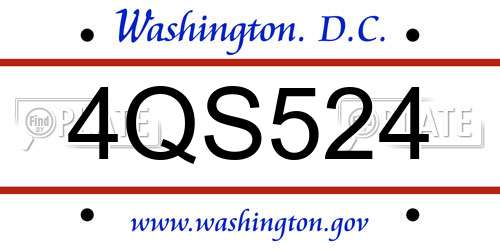4QS524 District Of Columbia License Plate