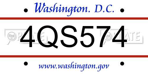 4QS574 District Of Columbia License Plate