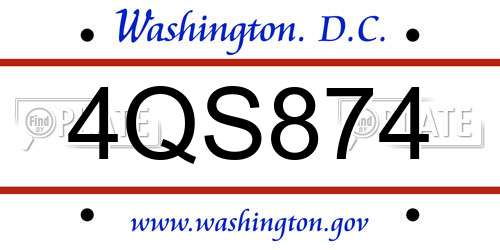 4QS874 District Of Columbia License Plate