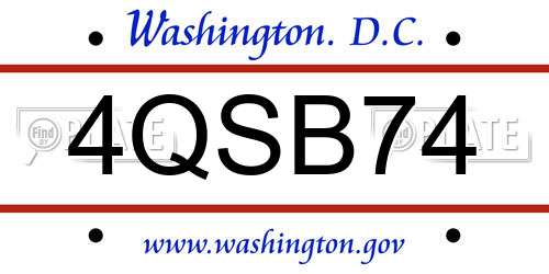 4QSB74 District Of Columbia License Plate