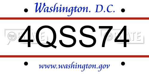 4QSS74 District Of Columbia License Plate