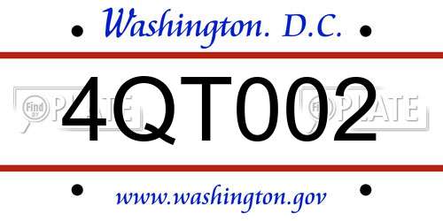4QT002 District Of Columbia License Plate