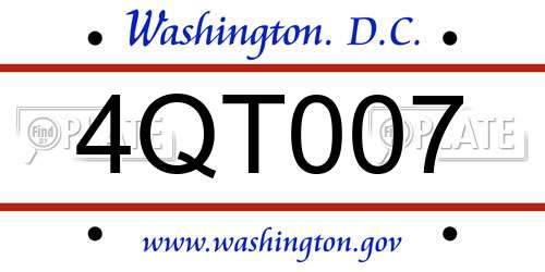 4QT007 District Of Columbia License Plate