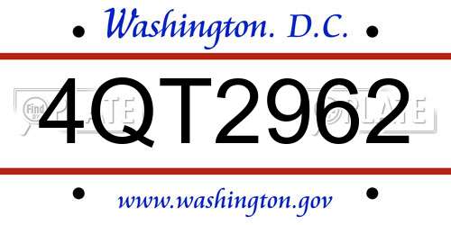 4QT2962 District Of Columbia License Plate