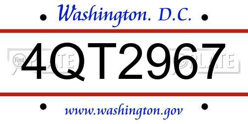4QT2967 District Of Columbia License Plate