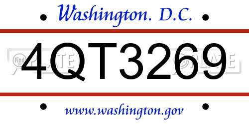 4QT3269 District Of Columbia License Plate