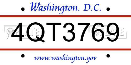 4QT3769 District Of Columbia License Plate