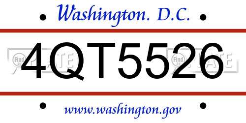 4QT5526 District Of Columbia License Plate