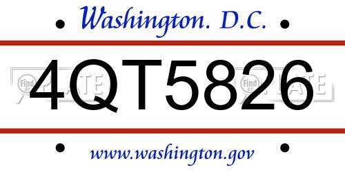 4QT5826 District Of Columbia License Plate