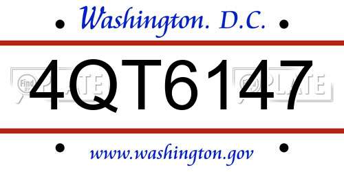 4QT6147 District Of Columbia License Plate