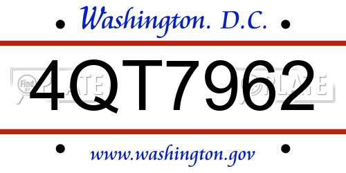 4QT7962 District Of Columbia License Plate