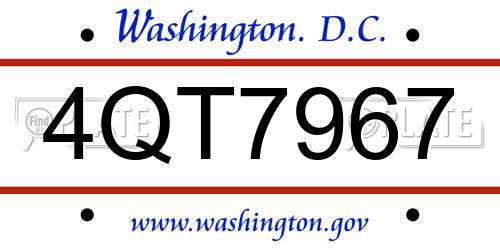4QT7967 District Of Columbia License Plate