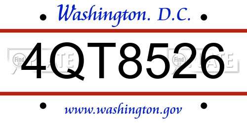 4QT8526 District Of Columbia License Plate