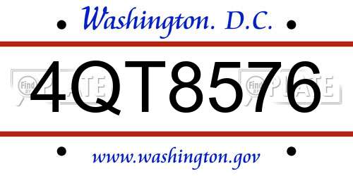 4QT8576 District Of Columbia License Plate