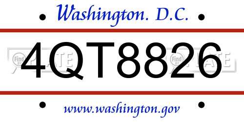 4QT8826 District Of Columbia License Plate