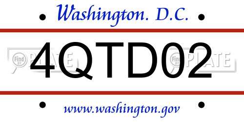 4QTD02 District Of Columbia License Plate