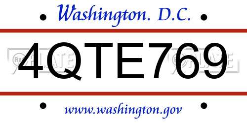 4QTE769 District Of Columbia License Plate