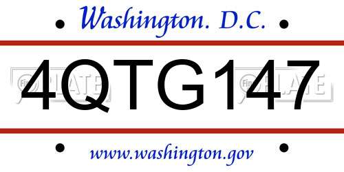 4QTG147 District Of Columbia License Plate