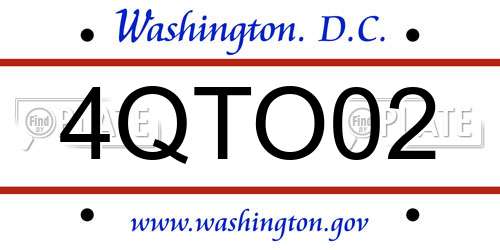 4QTO02 District Of Columbia License Plate