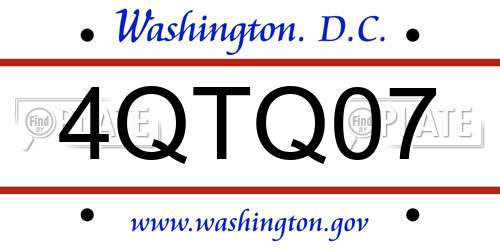 4QTQ07 District Of Columbia License Plate