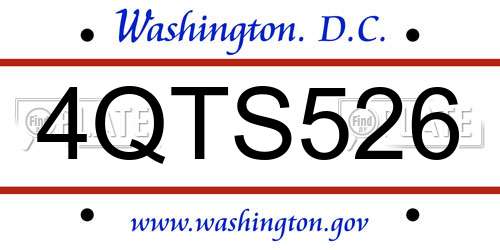 4QTS526 District Of Columbia License Plate