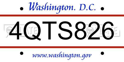 4QTS826 District Of Columbia License Plate