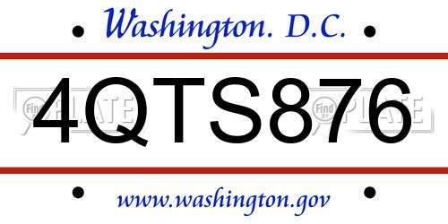 4QTS876 District Of Columbia License Plate