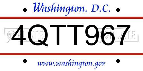 4QTT967 District Of Columbia License Plate